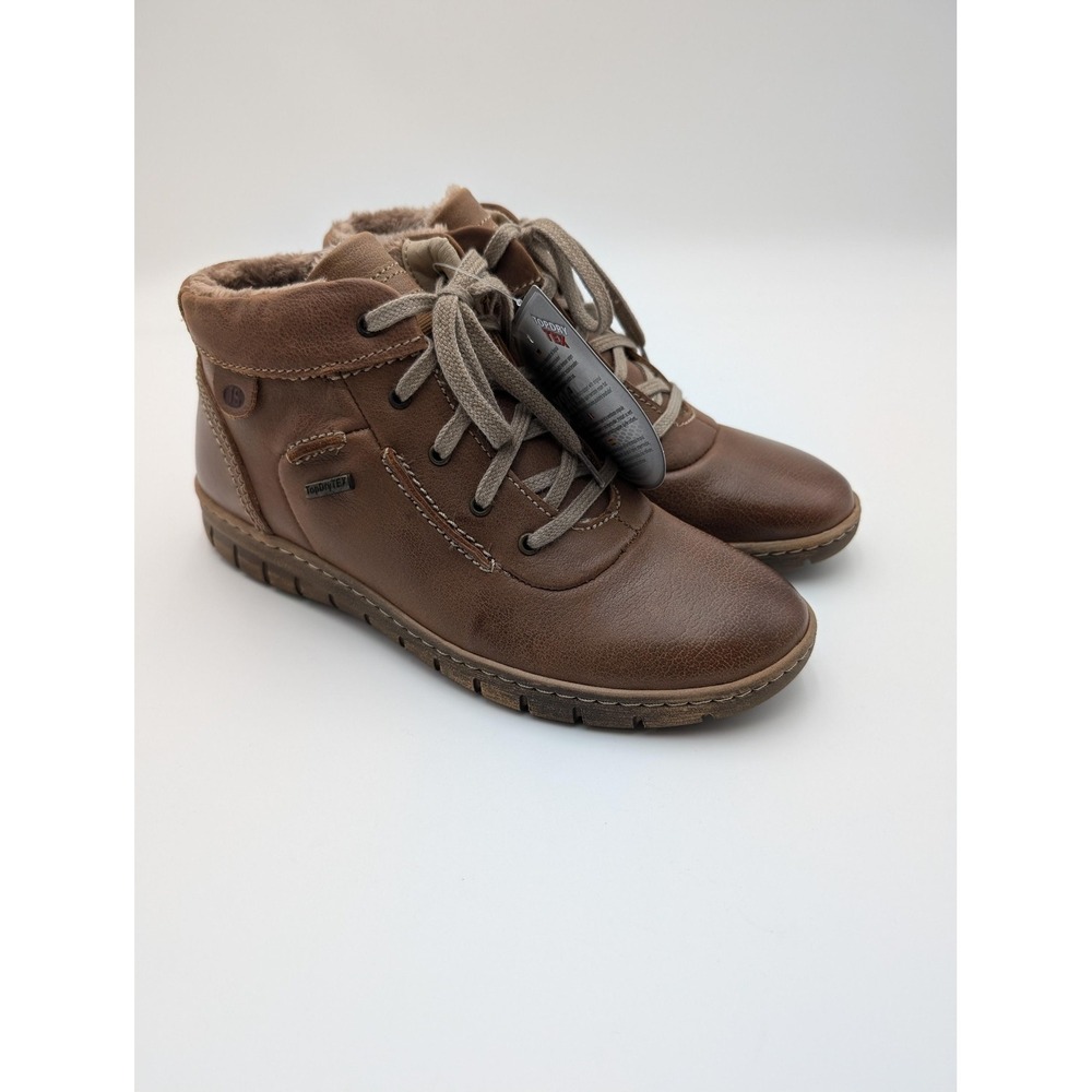 Josef Seibel Boots Womens Size 5.5 Brown Leather Fur Lined Topdry Tex Ankle